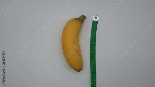 Yellow banan a with measurement tape on white background
Male genitalia size concept