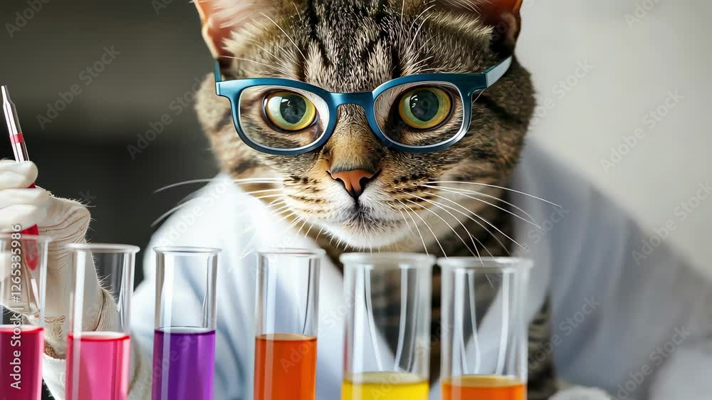 cat student in the laboratory.research