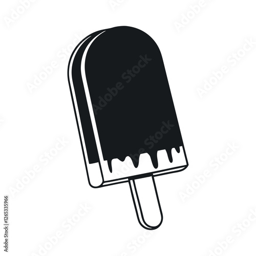 black and white ice cream isolated icon