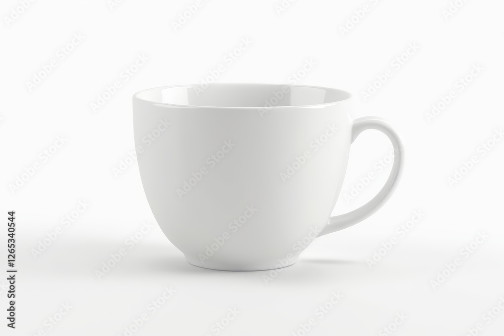 there is a white cup with a handle on a white surface there is a white cup with a handle on a white surface