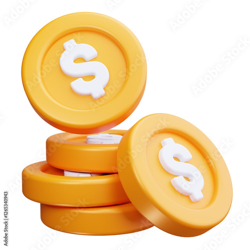 coins 3d render icons
