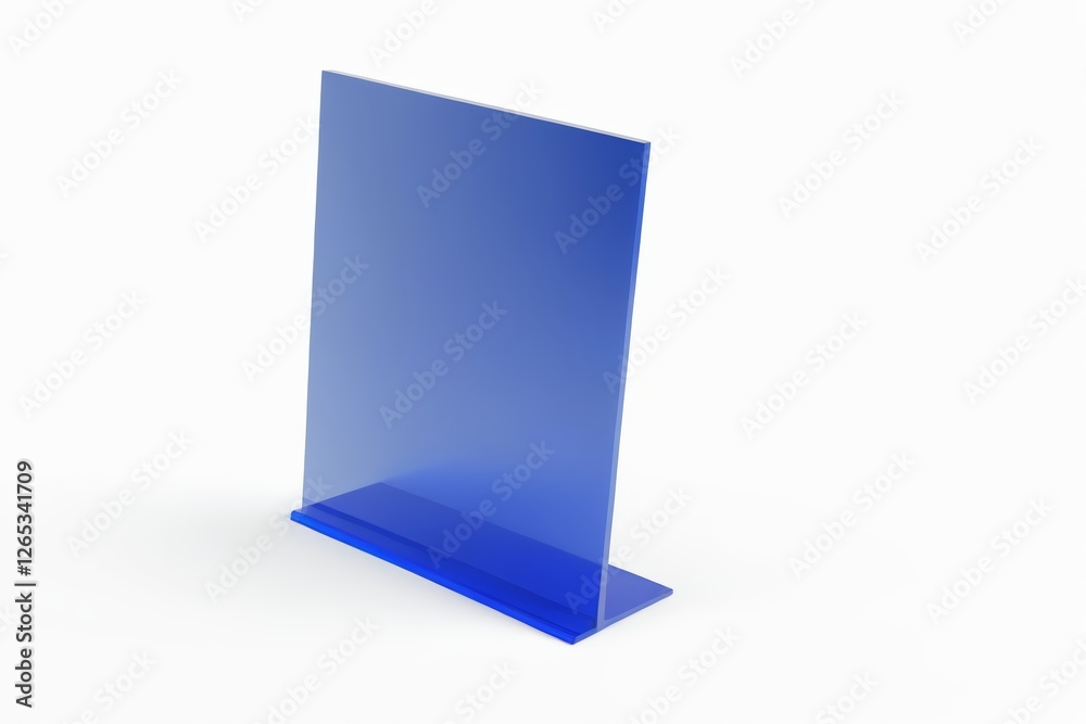there is a blue glass display with a blue base there is a blue glass display with a blue base