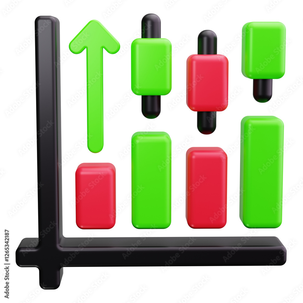 stock market 3d render icons stock market 3d render icons