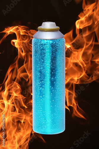 Eine Spraydose mit Bedruckung.
