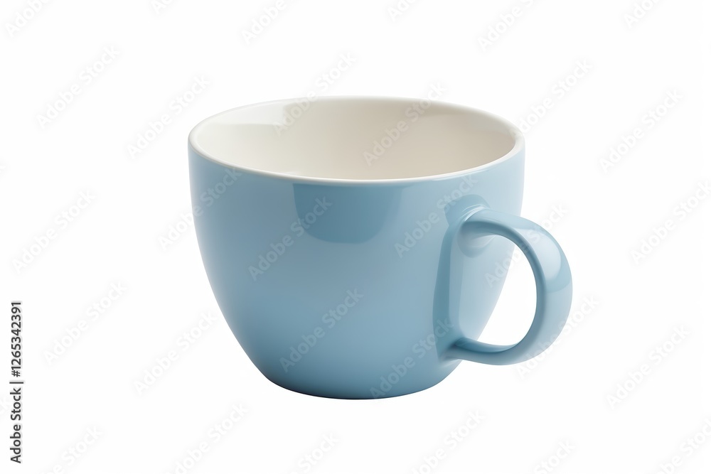 there is a blue cup with a white handle on a white background there is a blue cup with a white handle on a white background
