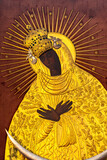 Beautiful medieval virgin Mary icon with golden decorations