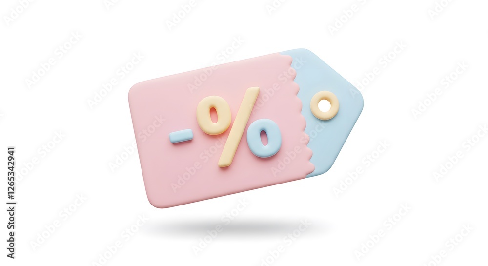 Fototapeta premium Cute Pastel Discount Tag Illustrating Price Reduction and Special Offer