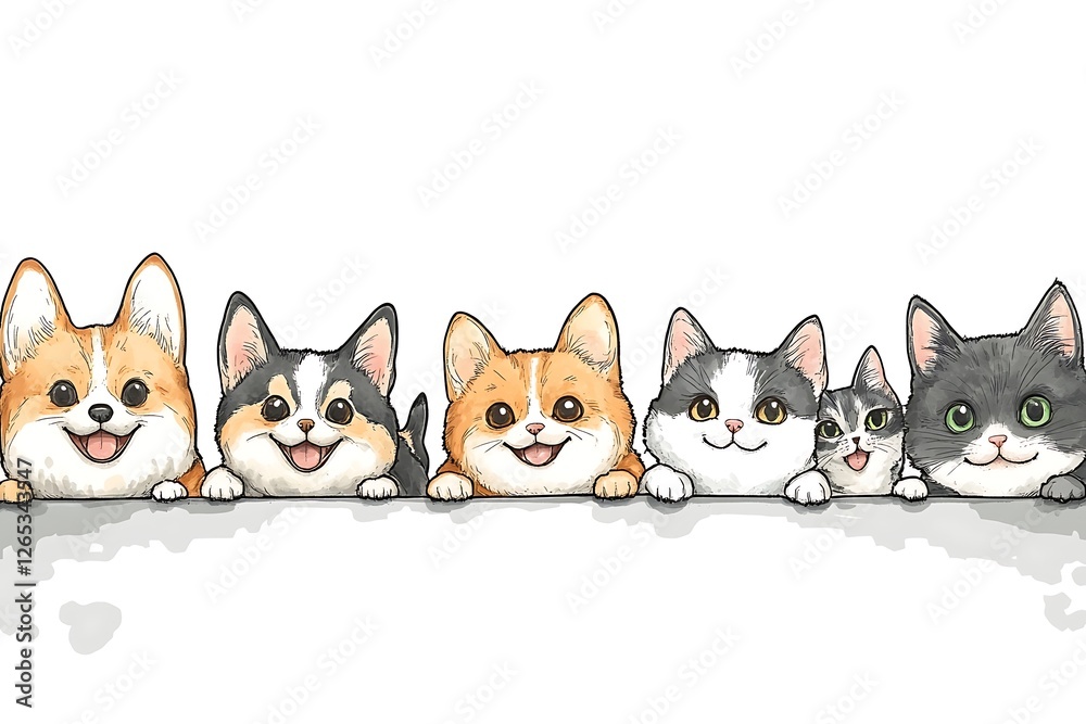 Cute Cartoon Cat and Dog Collection Digital Design Cute Cartoon Cat and Dog Collection Digital Design