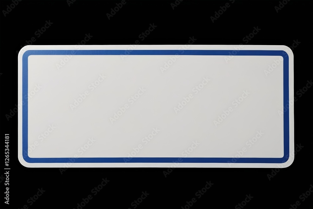 there is a white sign with a blue border on a black background there is a white sign with a blue border on a black background
