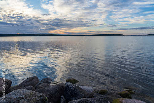 Fototapeta Naklejka Na Ścianę i Meble -  Lake Seksty. Landscape of Masuria in Poland, Karwik village in the Pisz area.