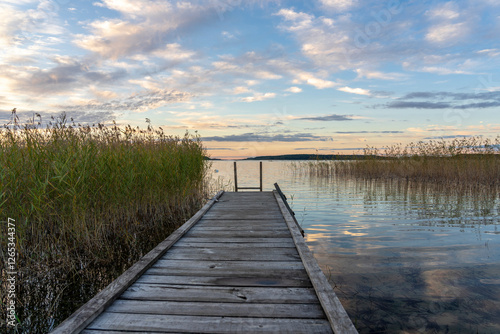 Fototapeta Naklejka Na Ścianę i Meble -  Lake Seksty. Landscape of Masuria in Poland, Karwik village in the Pisz area.