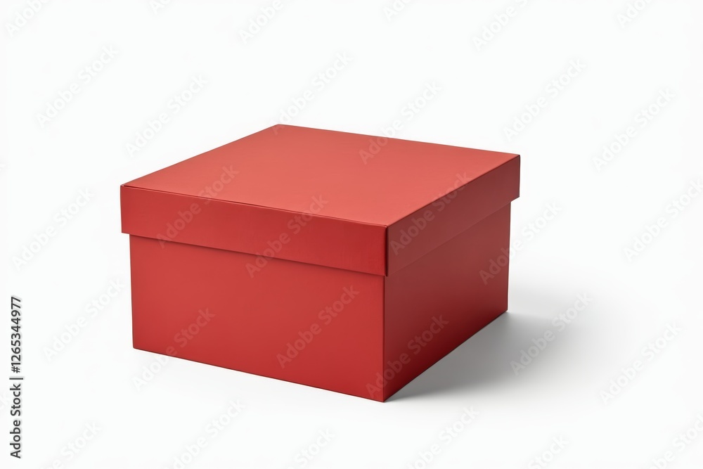 there is a red box with a lid on a white surface there is a red box with a lid on a white surface