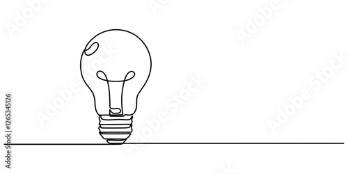 Light bulb continuous one line drawing. Single line vector illustration with editable stroke, bulb symbol continuous one line drawing light idea, Creative solution team work concept pro vector. 