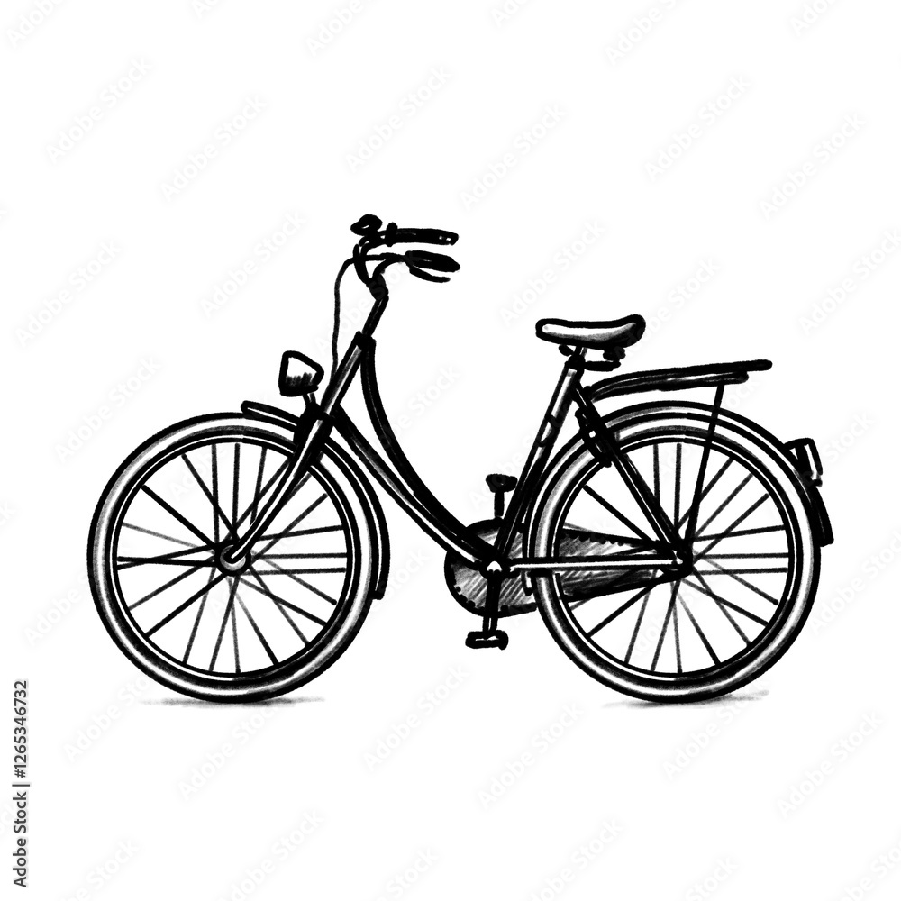 Fototapeta premium Holland Bicycle, Hand drawing, illustration, pencil, sketch, transparent PNG