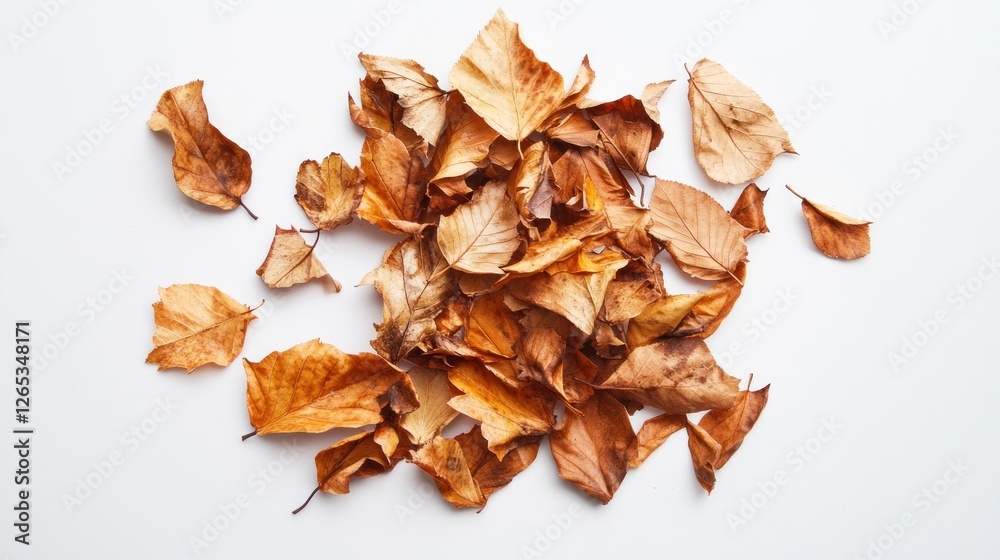 Autumn leaves scattered on white background; fall design Autumn leaves scattered on white background; fall design