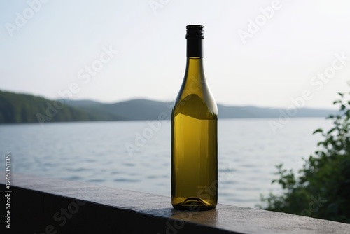 Wallpaper Mural there is a bottle of wine sitting on a ledge by the water Torontodigital.ca