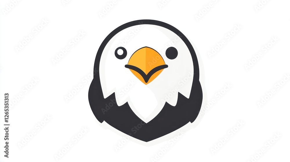 Fototapeta premium Cute cartoon eagle head, white background, children's book illustration