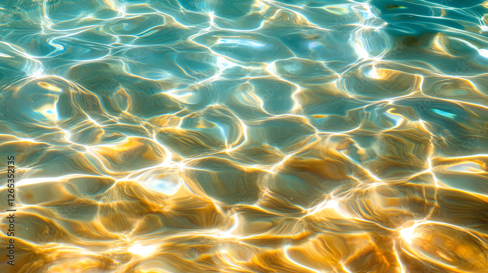 A beautiful close-up of shimmering water surface, showcasing vibrant sunlight reflections and mesmerizing patterns A beautiful close-up of shimmering water surface, showcasing vibrant sunlight reflections and mesmerizing patterns