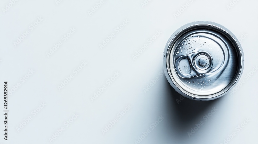 Aluminum can top view, white background, beverage, refreshment Aluminum can top view, white background, beverage, refreshment