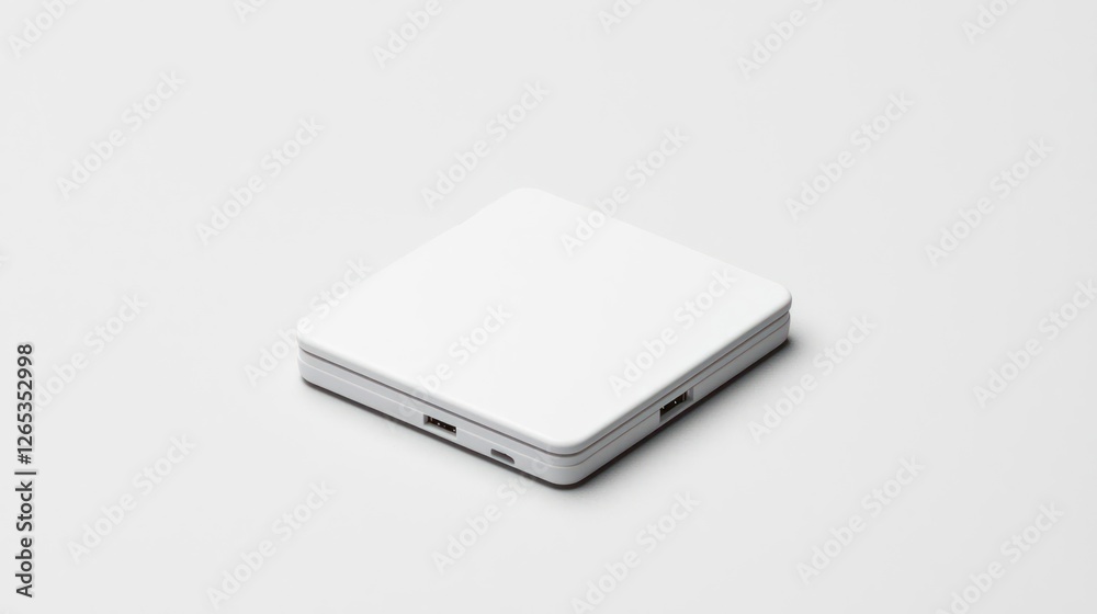 White Square Electronic Device On White Background White Square Electronic Device On White Background