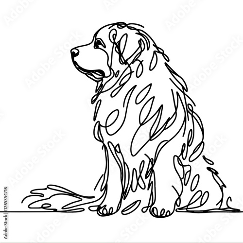 Great Pyrenees breed Dog Continuous one line drawing, inimalist vector illustration design on white background. Simple line modern graphic style. Hand drawn graphic concept