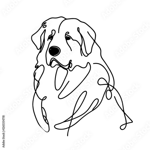 Great Pyrenees breed Dog Continuous one line drawing, inimalist vector illustration design on white background. Simple line modern graphic style. Hand drawn graphic concept