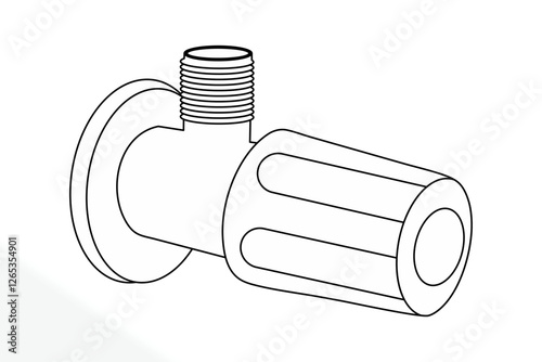Faucet Angle Cock, Sketch, Line Drawing EPS, PTMT, angle stops for sinks and toilets. Water stop shut off valves