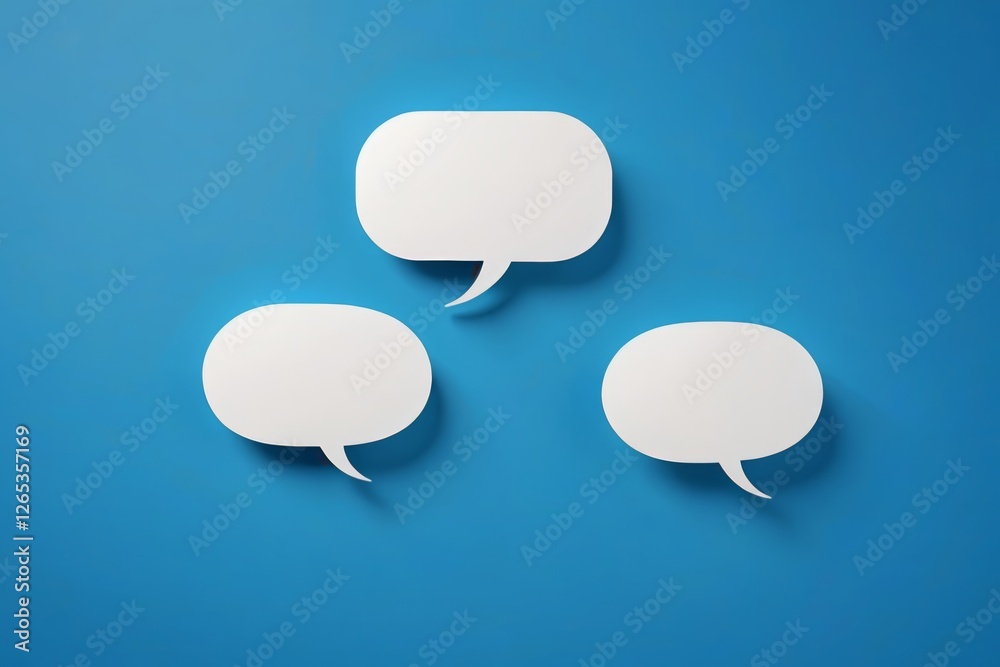 three white speech bubbles on a blue background three white speech bubbles on a blue background