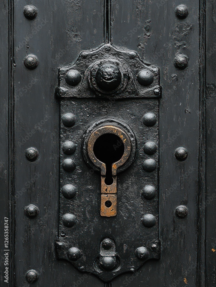 Obraz premium Antique keyhole ornate dark metal door