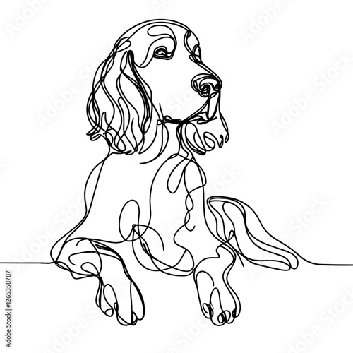 Irish Setter breed Dog Continuous one line drawing, inimalist vector illustration design on white background. Simple line modern graphic style. Hand drawn graphic concept