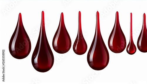 long row of dark blood drops isolated png with 