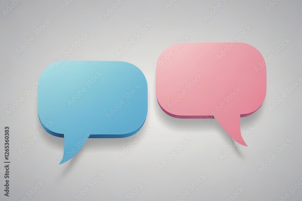two speech bubbles with shadows on a gray background two speech bubbles with shadows on a gray background