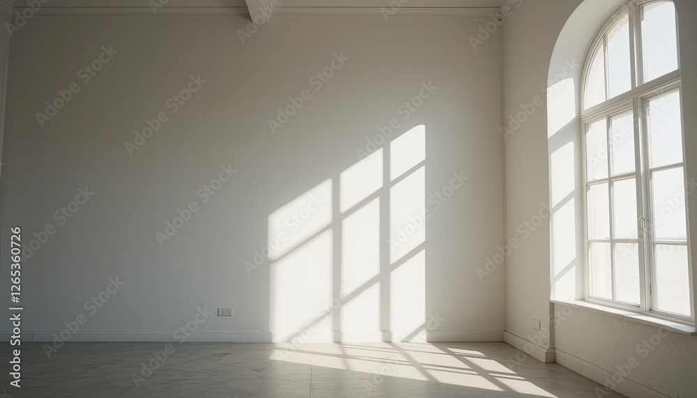 Obraz premium Natural light streaming through window empty room photography minimalist interior conceptual