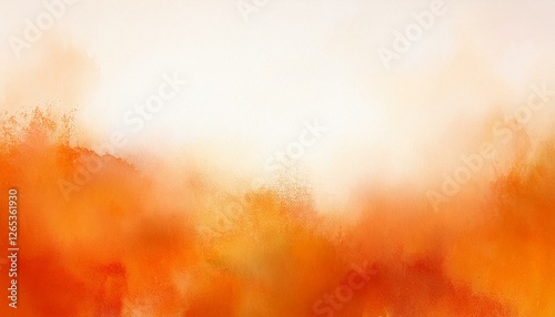 fall watercolor background in orange and white painting with distressed texture grunge border soft fog or hazy warm fall or autumn colors halloween background