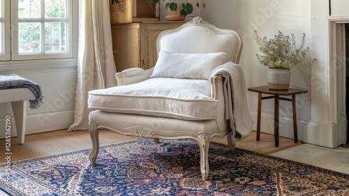 Cozy living room with vintage armchair and decorative elements for interior design inspiration