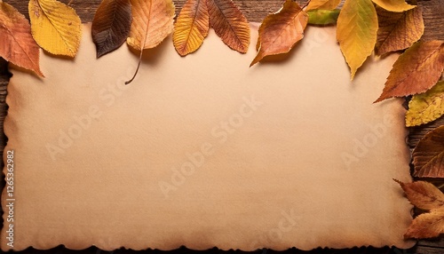 vintage background with autumn leaves with place for text and ph