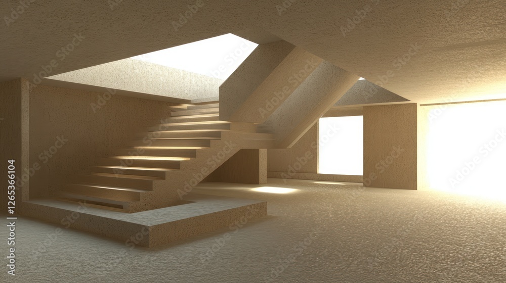 Obraz premium Beige interior stairs architectural design