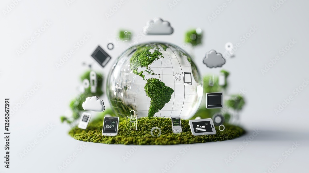 Fototapeta premium Earth World Eco-friendly globe with digital elements