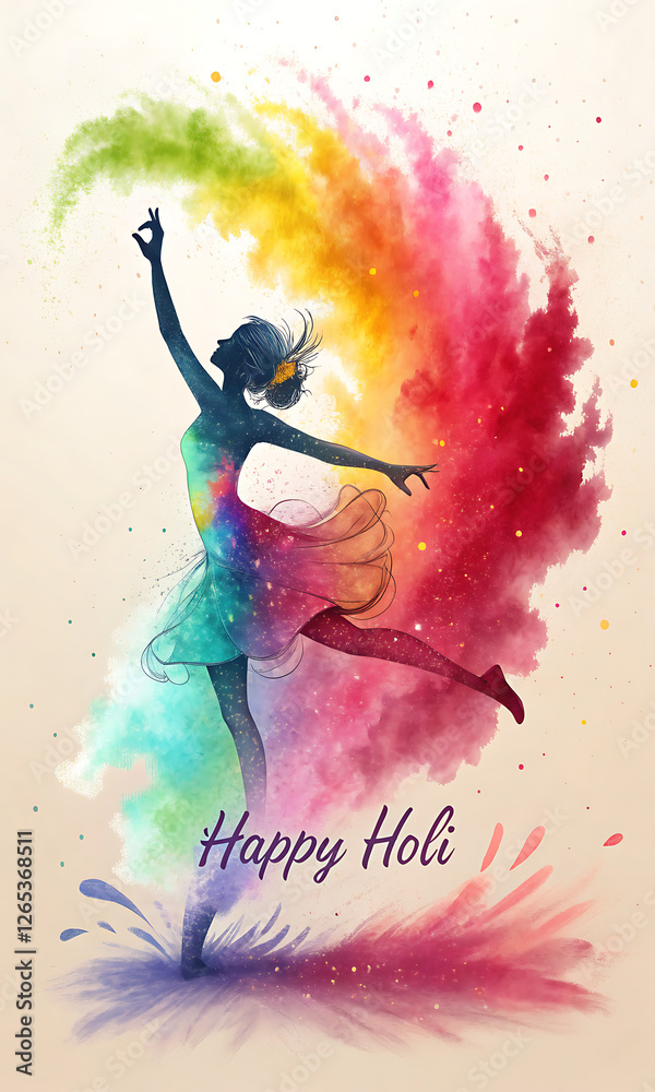 Obraz premium Happy Holi. with colorful powder fun. Holi Poster, Holi Banner, Holi Post, Holi Story. Happy Holi Poster 