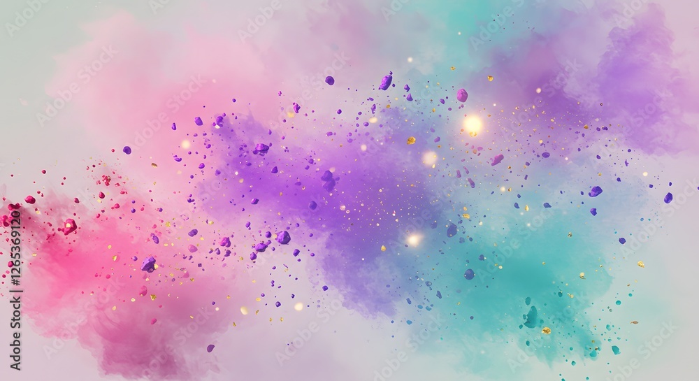 Fototapeta premium Abstract Explosion of Colors with Glittering Dust Particles Background
