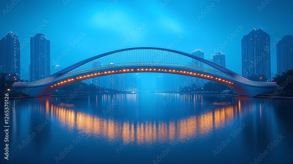 Naklejka premium neon bridge over the river