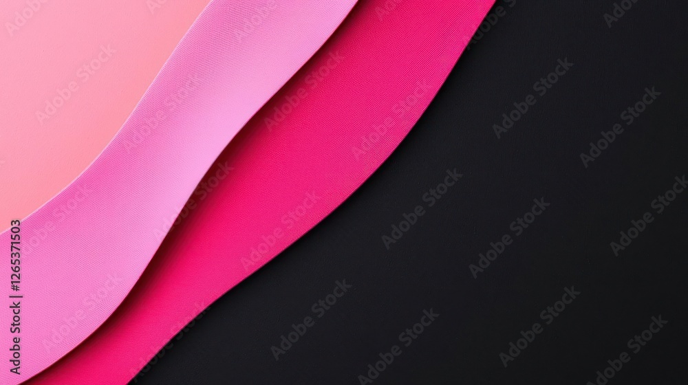 Fototapeta premium Pink Waves On Black Textured Background