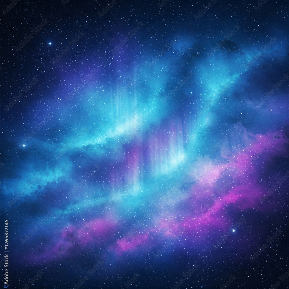 Obraz premium abstract space background. Beautiful fantasy starry night sky, blue and purple colorful, galaxy and aurora 4k wallpaper. cosmic watercolor illustration. Colorful space background with stars.