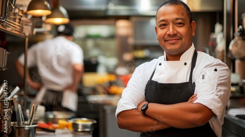 Fototapeta Naklejka Na Ścianę i Meble -  Confident chef restaurant kitchen portrait