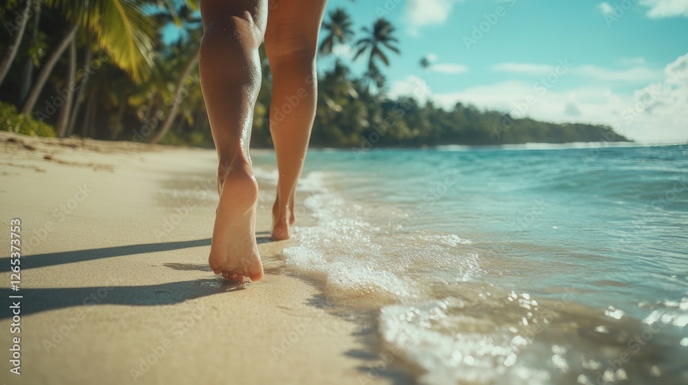 feet of a beautiful woman from behind on an island feet of a beautiful woman from behind on an island