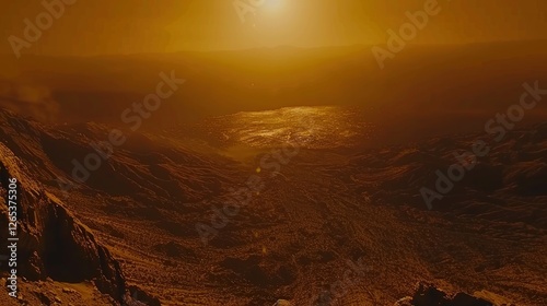 desert landscape decorated with sun
