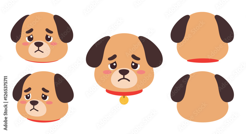 Cute dog character expressions in flat design style vector illustration Cute dog character expressions in flat design style vector illustration