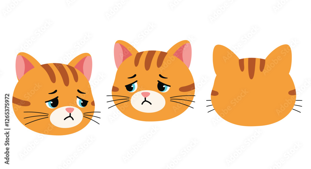 Cute orange cat expressions in flat design style vector illustration Cute orange cat expressions in flat design style vector illustration