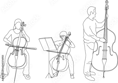 vector sketch illustration silhouette design of orchestra violinist performing