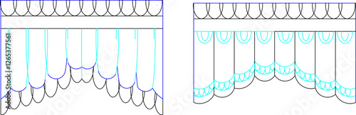 vector sketch illustration silhouette curtain design for home interior decoration 